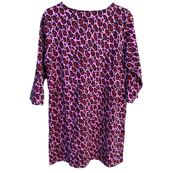 Bob‎ Mackie Wearable Art Vintage Womens Pink Black Leopard Print Tunic Dress New - Picture 4 of 9
